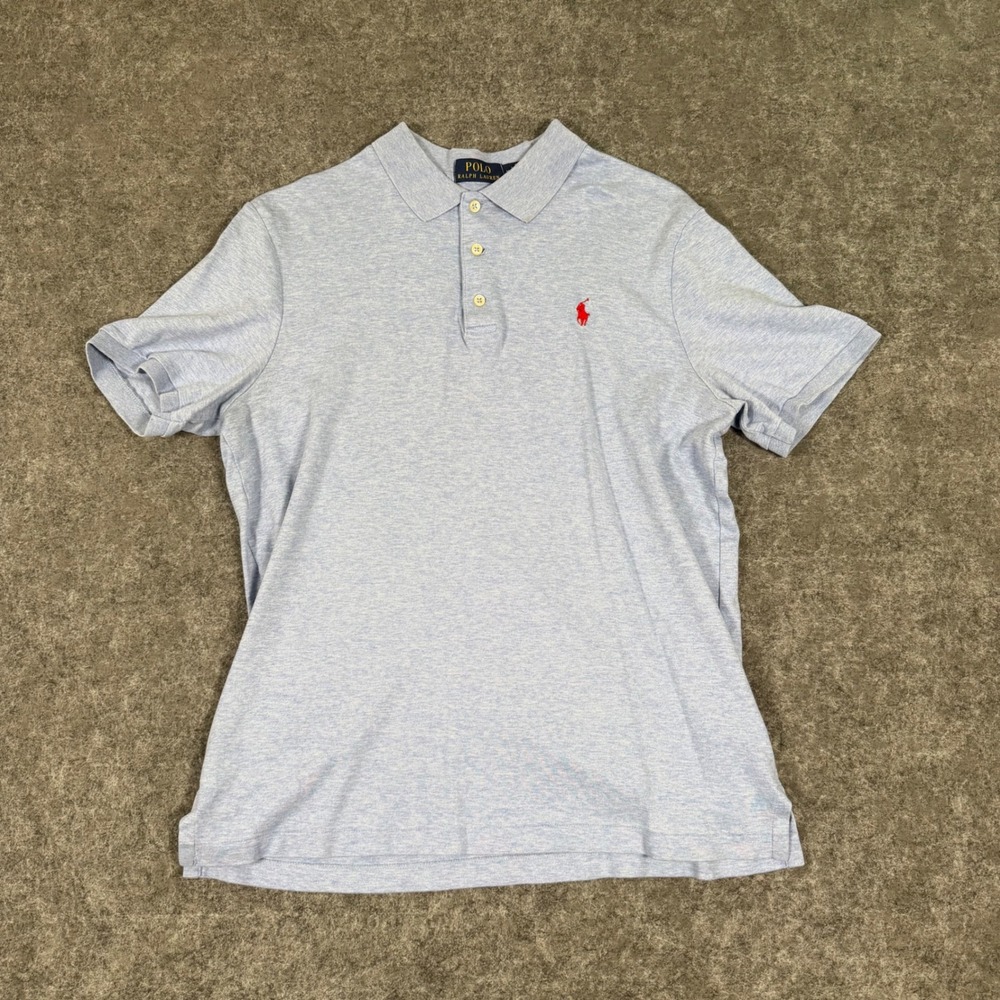 Polo Ralph Lauren Polo Mens M Classic Fit Short Sleeve Shirt Light Blue Heather